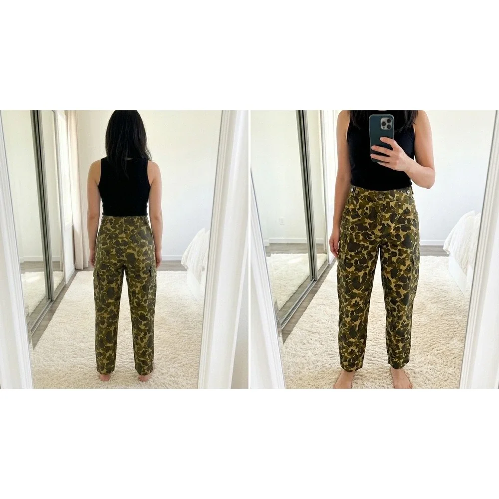 Everlane The Fatigue Barrel Pant Camo Organic Cotton Linen Camouflage Women's 4